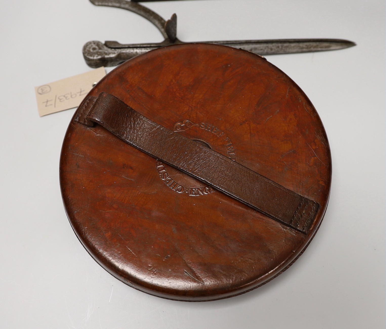 A late Georgian Marratt & Short Improved Chondrometer, a large surveyor's measure and a cast iron protractor